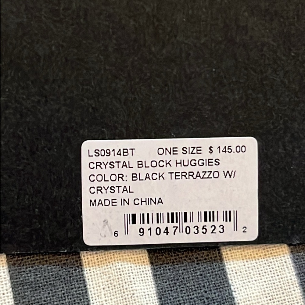 NWT Lele Sadoughi Crystal Block Huggies - Black Terrazzo w/ Crystal - Picture 5 of 5